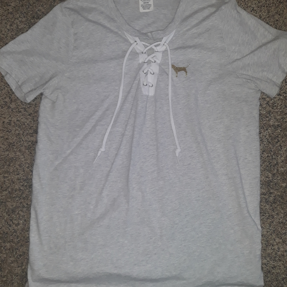 PINK LACE UP TEE